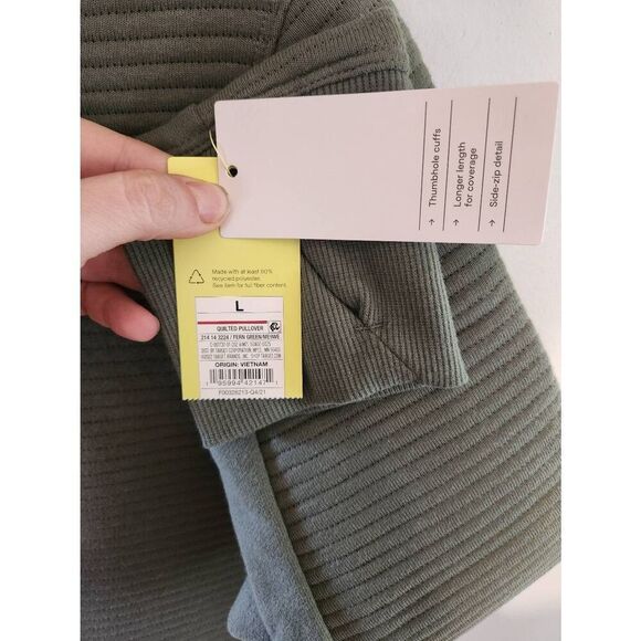 NWT All in Motion Olive Green Quilted Mock Neck Side Zip Pullover Size Large - Picture 5 of 6